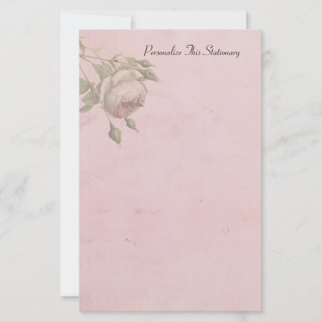 Vintage Ro Rosa Personlig Stationery Brevpapper (Framsida)