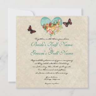 Vintage Ro Rosor Butterfly Butterflies Swirls Inbjudningar