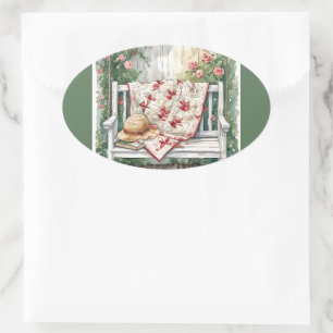 Vintage Ro Swing med Quilt Charm Ovalt Klistermärke