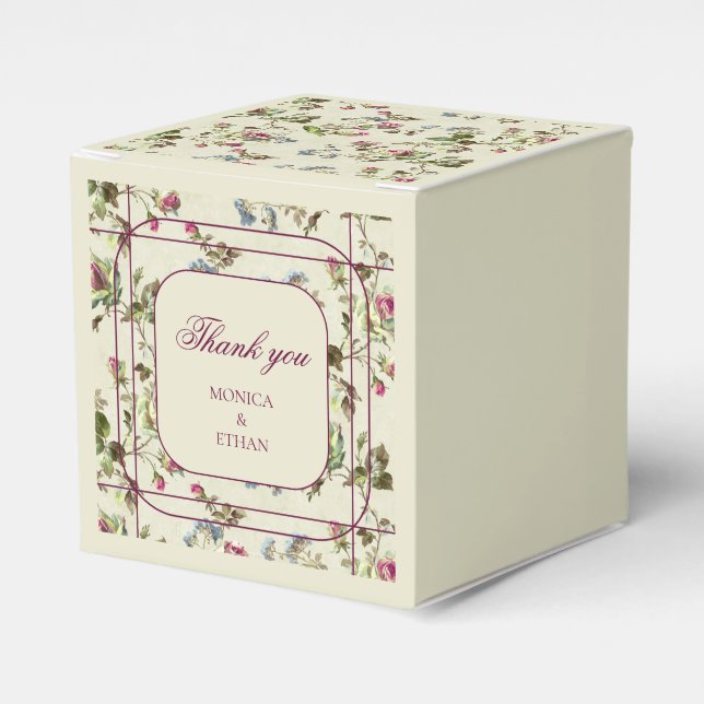 Vintage ro trädgårdsbröllopsbox presentaskar (Framsidan Sidan)