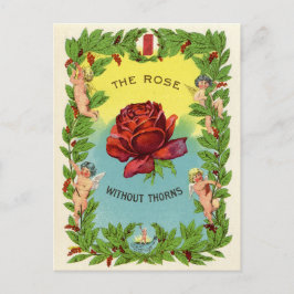 Vintage Ro utan Thorns Cherubs Helg Vykort