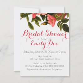 Vintage Ro Vackert Rosa Botaniskt Inbjudningar