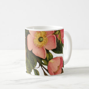 Vintage Ro Vackert Rosa Botaniskt Kaffemugg