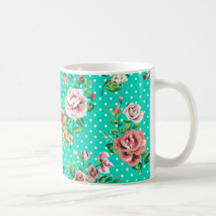 Vintage Ro White Polkadots Whimsical Mönster Kaffemugg