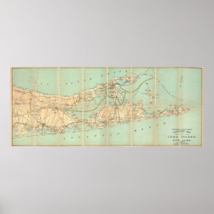 Vintage Road Karta of Long Island (1905) Poster