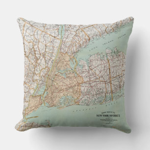 Vintage Road Karta på distriktsgalleriet i New Yor Kudde