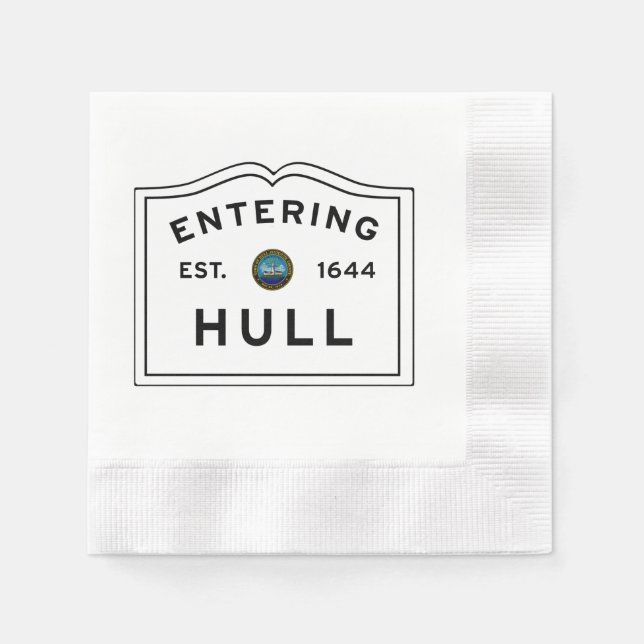 Vintage Road Sign Massachusett - Hull Pappersservett (Framsidan)