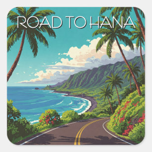 Vintage Road till hana Maui Hawaii Travel Fyrkantigt Klistermärke
