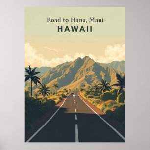 Vintage Road to Hana, Maui, Hawaii Resa Poster