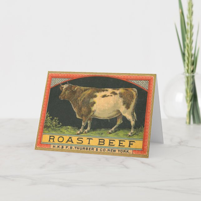 Vintage Roast Beef Annonsering Kort (Framsida)