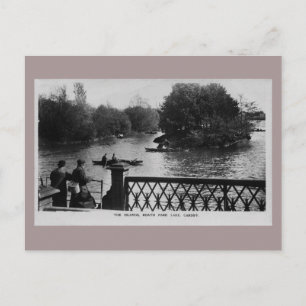 Vintage Roath Park Sjö Cardiff Wales-foto Vykort