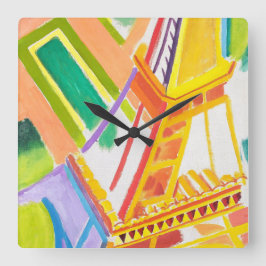 Vintage Robert Delaunays Eiffel Torn Art Fyrkantig Klocka