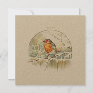 VINTAGE ROBIN "GOD JUL" GREETKORT