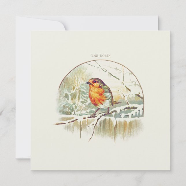 VINTAGE ROBIN "GOD JUL" GREETKORT (Framsida)