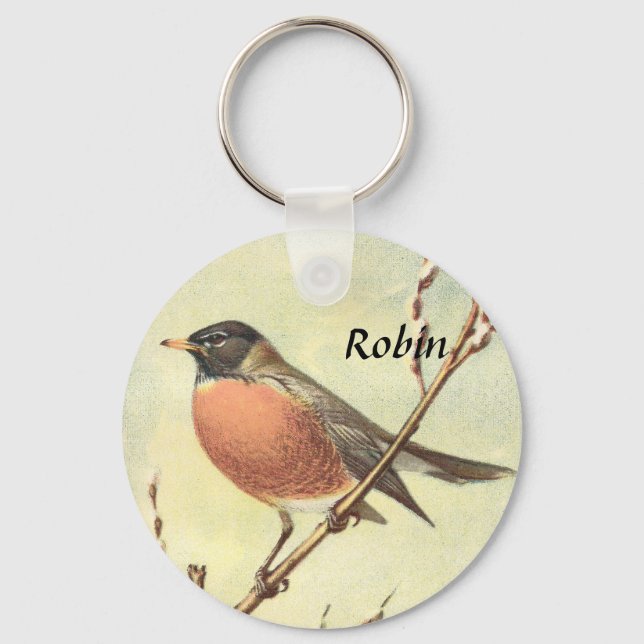 Vintage Robin Keychain Nyckelring (Framsida)
