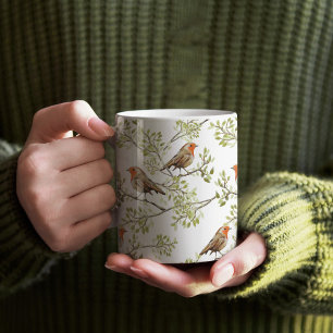 Vintage Robin ReadbröArt Mönster Kaffemugg