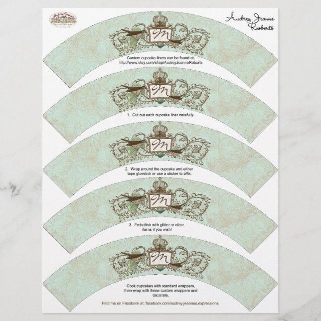 Vintage Robins Egg Blue Krona Swirl Flourish (Framsida)