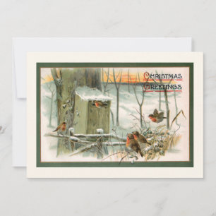 Vintage Robins i Snö med julhälsningar Julkort