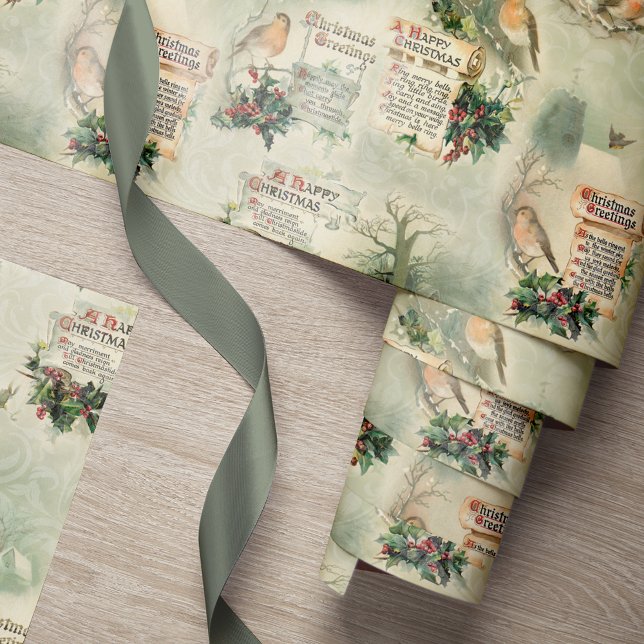 Vintage Robins och julhälsningar Presentpapper (Skapare uppladdad)