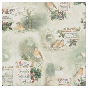 Vintage Robins och julhälsningar Tyg