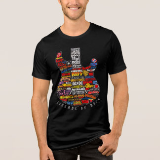 Vintage Rock Guitar Print with 70s and 80s Bands T Shirt
