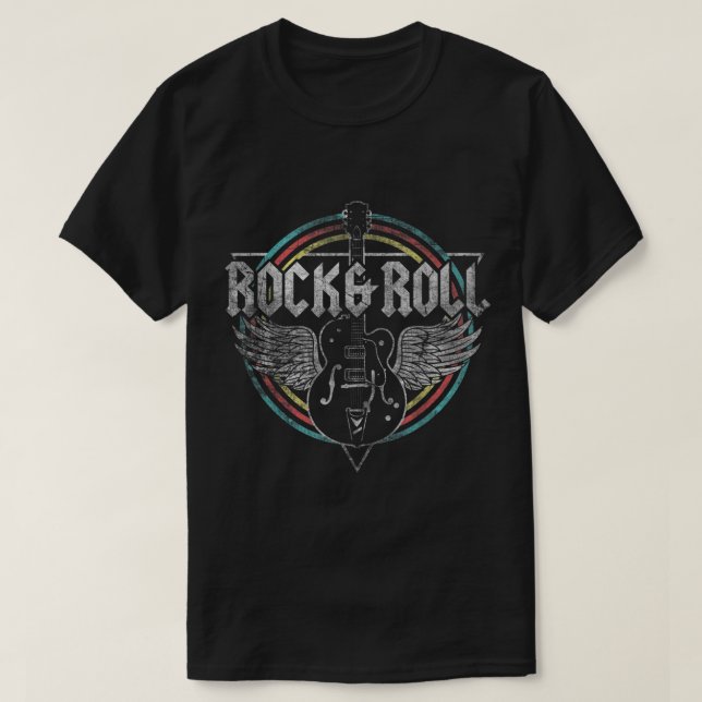 Vintage Rock & Roll Gitarrkonst T Shirt (Design framsida)