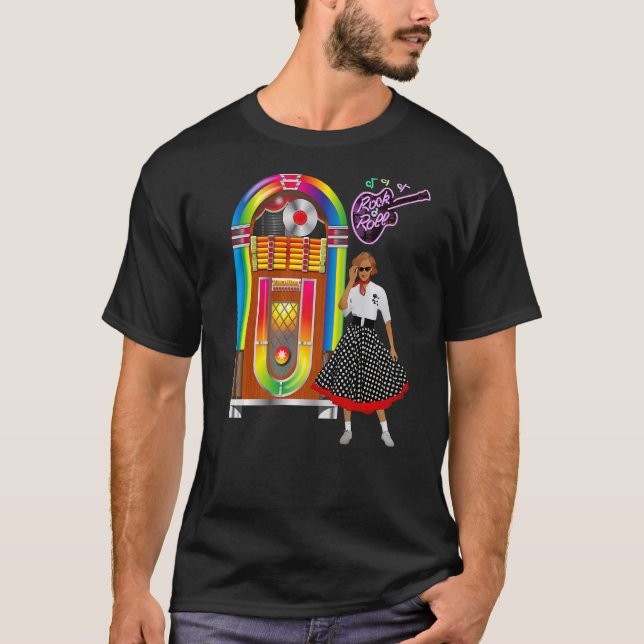 Vintage Rockabilly Jukebox 1 T Shirt (Framsida)