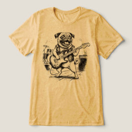 Vintage Rockband Pug Hund spelar elgitarr T Shirt