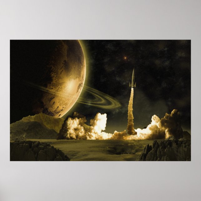 Vintage Rocket Launch Poster (Framsidan)