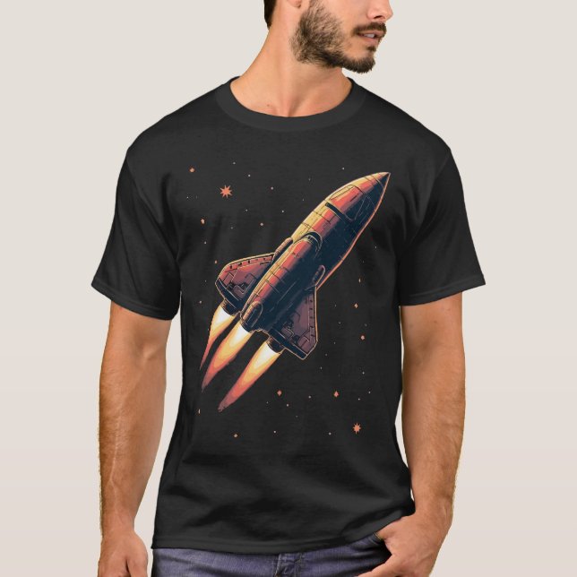 Vintage Rocket Launch T Shirt (Framsida)