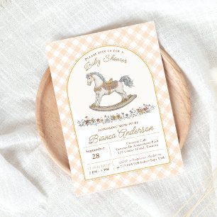 Vintage Rocking Horse Baby Shower Inbjudan