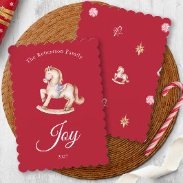 Vintage Rocking Horse Christmas Card Inbjudningar