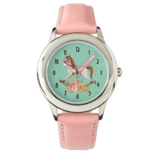 Vintage Rocking Horse med Blommigt Bouquet Armbandsur