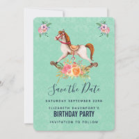 Vintage Rocking Horse med Blommigt Bouquet