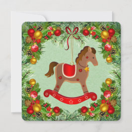 Vintage Rocking Horse Ornament Flat Card Julkort