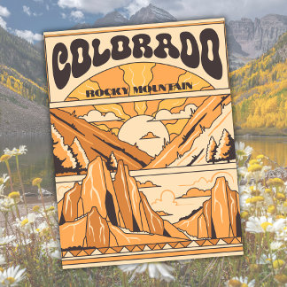 Vintage Rocky Mountains Colorado USA Travel Art Vykort
