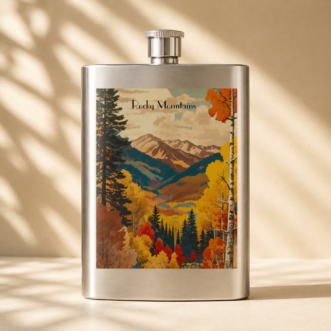 Vintage Rocky Mountains Höstutflykt Fickplunta (Skapare uppladdad)