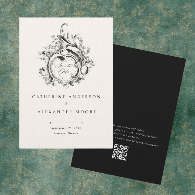 Vintage Rococo Vignett Elegant Bröllop Spara Datumet (Skapare uppladdad)