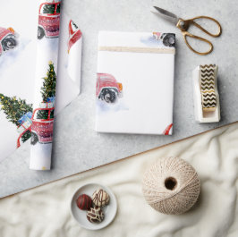 Vintage röd bil | Julpresentpapper Presentpapper