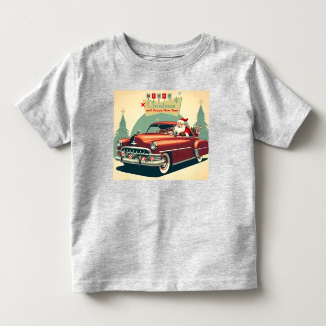 Vintage röd bil och tomt t shirt (Framsida)