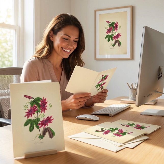 Vintage röd blommig illustration kort (Please take a look at this beautiful vintage floral illustration greeting card.)