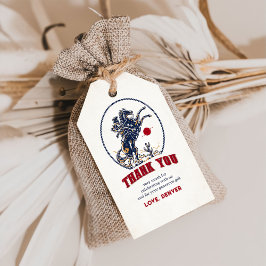 Vintage Röd Cowboy Rodeo Födelsedagspresent Tack F Presentetikett