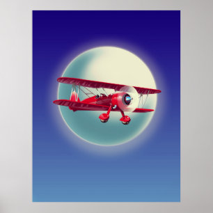 Vintage röd dubbeldäckare poster