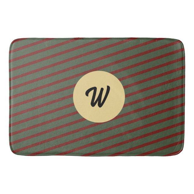 vintage Röd & grönt Rand mönster Badrumsmatta (Framsidan)