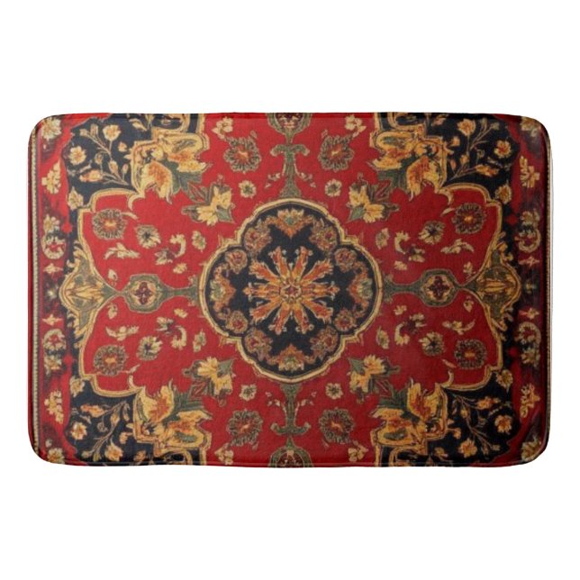 Vintage röd guld Kashan matta persisk  (Framsidan)