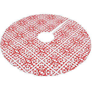 Vintage röd jul geometrisk täcke mönster julgransmatta borstad polyester