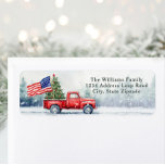 Vintage Röd jul Lastbil Julgran Flagga Returadress Etikett<br><div class="desc">Vintagens röda jul i lastbil med ett julkort från Julgran och Amerika i flagga är ett festligt sätt att visa kärlek för Amerika och skicka önskemål till vänner och familj.</div>