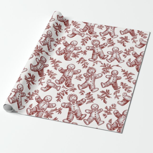 Vintage Röd Jul Presentpapper (Utrullad)