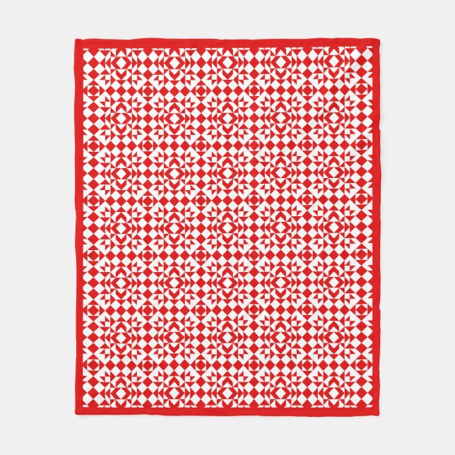 Vintage Röd julformssymbol Kortbildsdesign Fleecefilt (Framsidan)