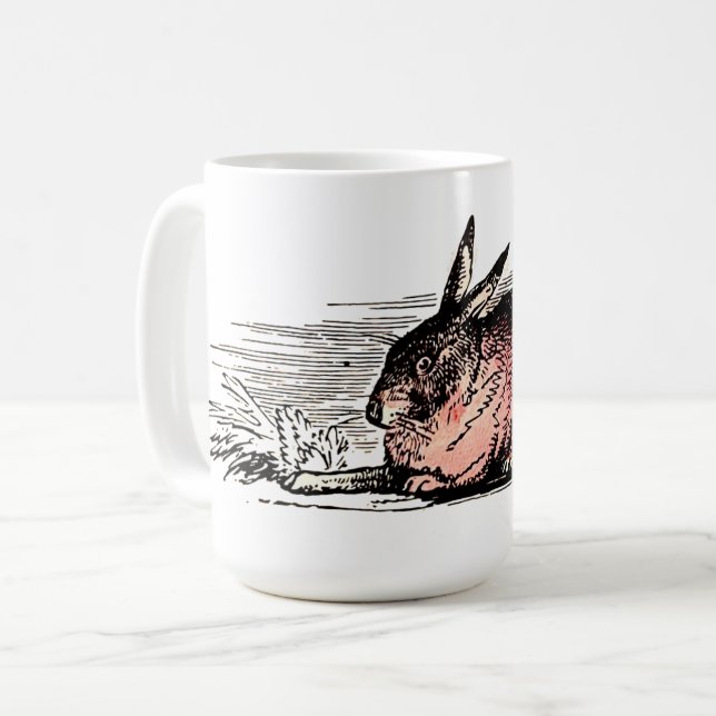 Vintage röd kanin teckning kaffemugg (Framsida vänster)